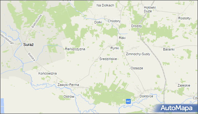 mapa Średzińskie, Średzińskie na mapie Targeo