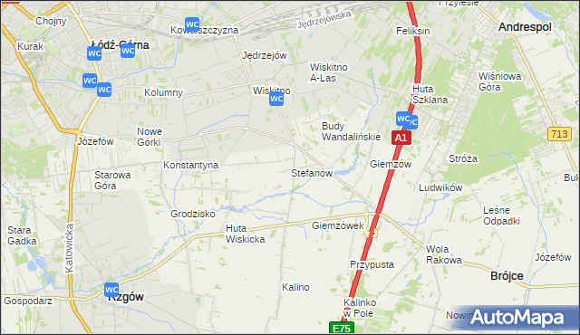 mapa Stefanów gmina Brójce, Stefanów gmina Brójce na mapie Targeo