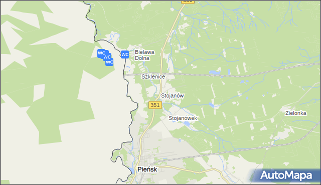 mapa Stojanów gmina Pieńsk, Stojanów gmina Pieńsk na mapie Targeo