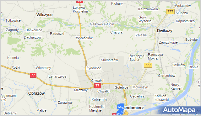 mapa Sucharzów, Sucharzów na mapie Targeo