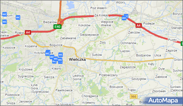 mapa Sułków gmina Wieliczka, Sułków gmina Wieliczka na mapie Targeo