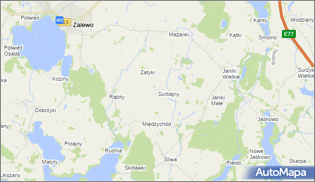 mapa Surbajny, Surbajny na mapie Targeo