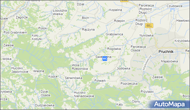 mapa Świebodna, Świebodna na mapie Targeo