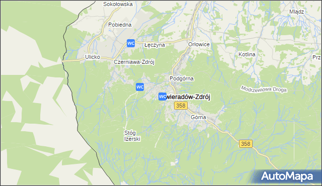 mapa Świeradów-Zdrój, Świeradów-Zdrój na mapie Targeo