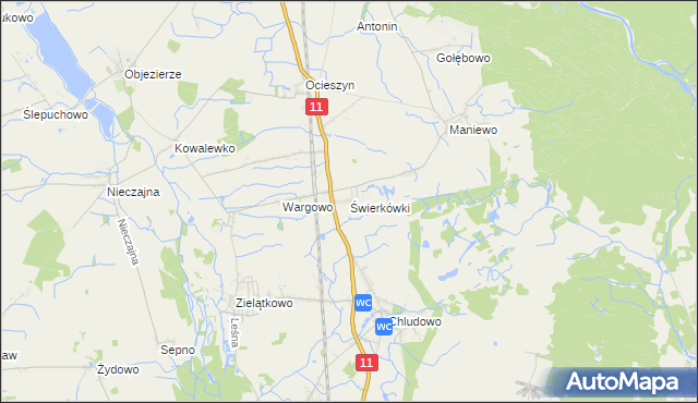mapa Świerkówki, Świerkówki na mapie Targeo