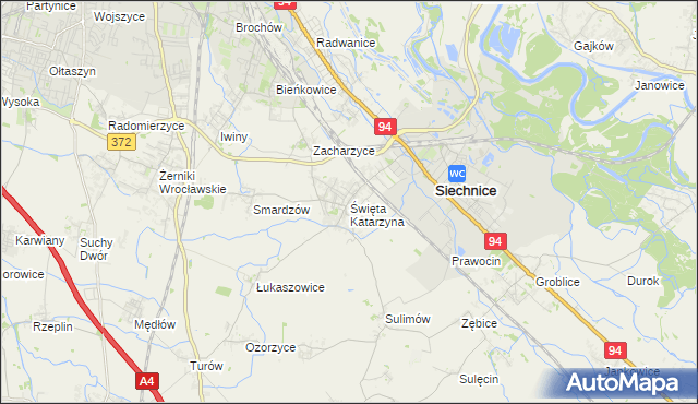 mapa Święta Katarzyna gmina Siechnice, Święta Katarzyna gmina Siechnice na mapie Targeo