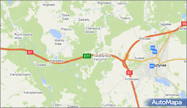 mapa Świętajńska Karczma, Świętajńska Karczma na mapie Targeo