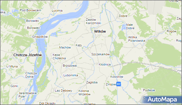 mapa Szczekarków gmina Wilków, Szczekarków gmina Wilków na mapie Targeo