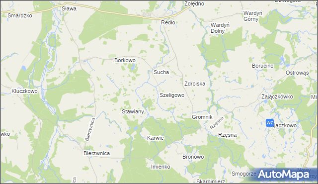 mapa Szeligowo, Szeligowo na mapie Targeo