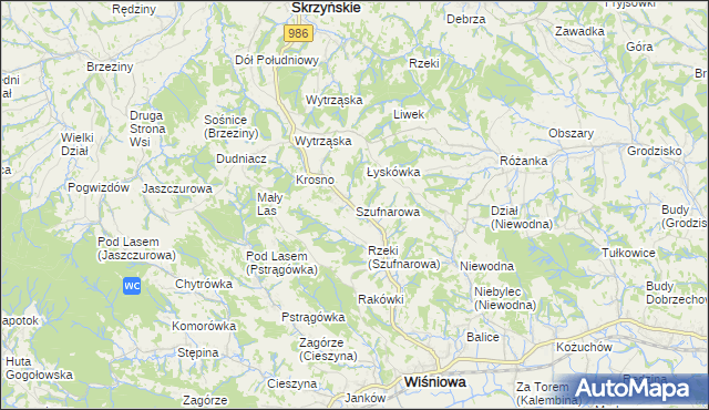 mapa Szufnarowa, Szufnarowa na mapie Targeo
