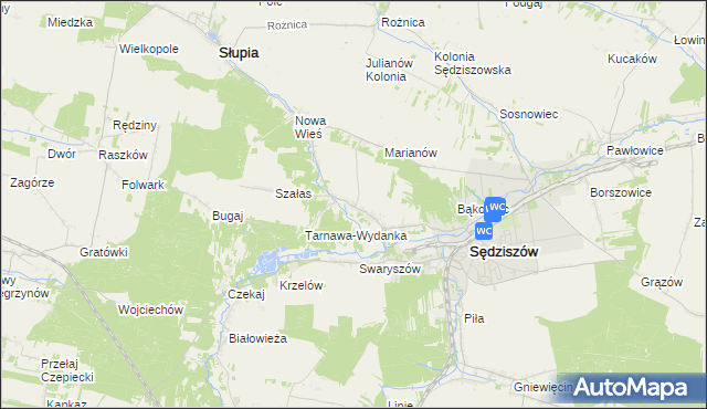 mapa Tarnawa gmina Sędziszów, Tarnawa gmina Sędziszów na mapie Targeo