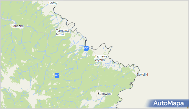 mapa Tarnawa Wyżna, Tarnawa Wyżna na mapie Targeo