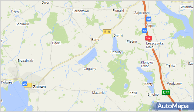 mapa Tarpno gmina Zalewo, Tarpno gmina Zalewo na mapie Targeo