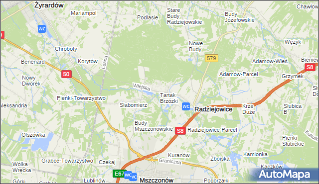 mapa Tartak Brzózki, Tartak Brzózki na mapie Targeo