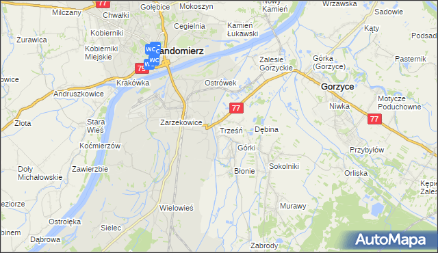 mapa Trześń gmina Gorzyce, Trześń gmina Gorzyce na mapie Targeo