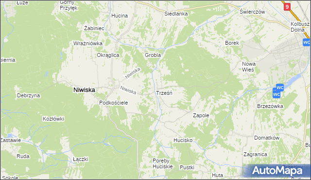 mapa Trześń gmina Niwiska, Trześń gmina Niwiska na mapie Targeo