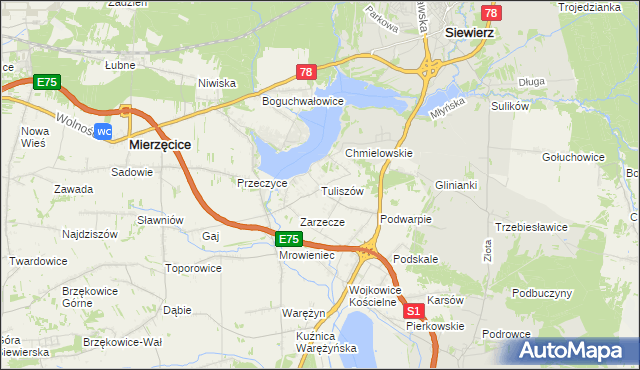 mapa Tuliszów, Tuliszów na mapie Targeo