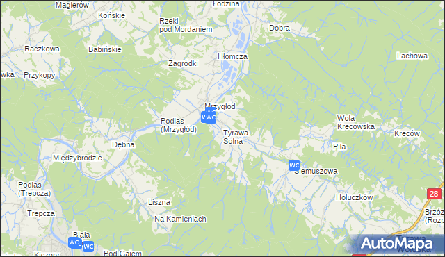 mapa Tyrawa Solna, Tyrawa Solna na mapie Targeo