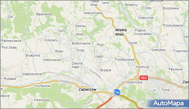 mapa Ujazd gmina Zabierzów, Ujazd gmina Zabierzów na mapie Targeo