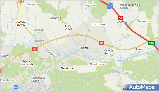 mapa Ujazd powiat strzelecki, Ujazd powiat strzelecki na mapie Targeo