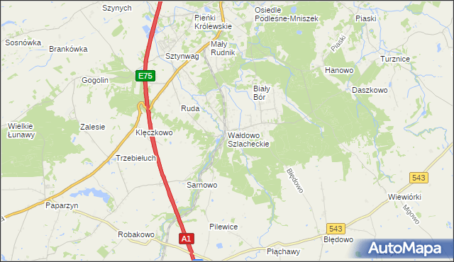 mapa Wałdowo Szlacheckie, Wałdowo Szlacheckie na mapie Targeo