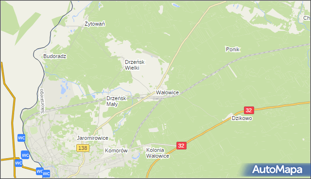 mapa Wałowice gmina Gubin, Wałowice gmina Gubin na mapie Targeo