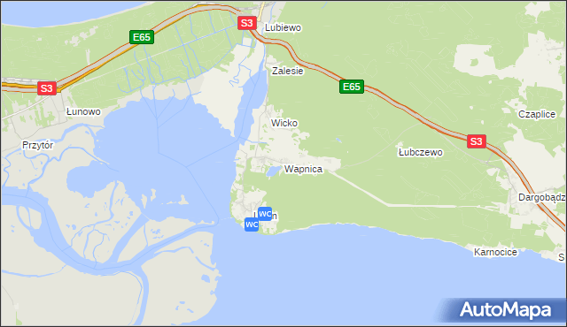 mapa Wapnica gmina Międzyzdroje, Wapnica gmina Międzyzdroje na mapie Targeo