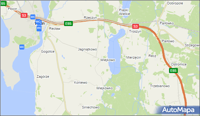 mapa Wiejkowo, Wiejkowo na mapie Targeo