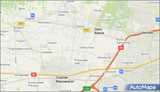 mapa Wieruchów, Wieruchów na mapie Targeo