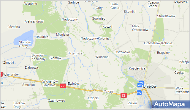 mapa Wieścice, Wieścice na mapie Targeo