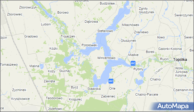 mapa Wincentowo gmina Piotrków Kujawski, Wincentowo gmina Piotrków Kujawski na mapie Targeo