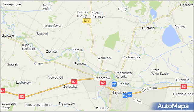 mapa Witaniów, Witaniów na mapie Targeo