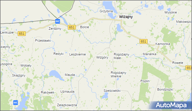 mapa Wiżgóry, Wiżgóry na mapie Targeo