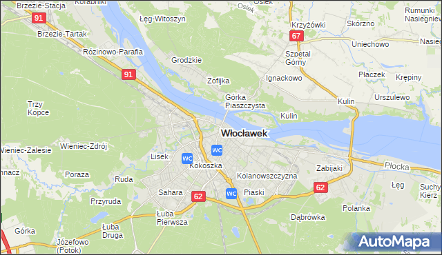 mapa Włocławka, Włocławek na mapie Targeo