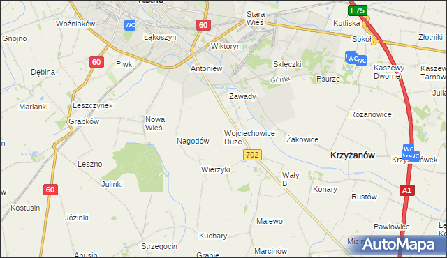 mapa Wojciechowice Duże, Wojciechowice Duże na mapie Targeo