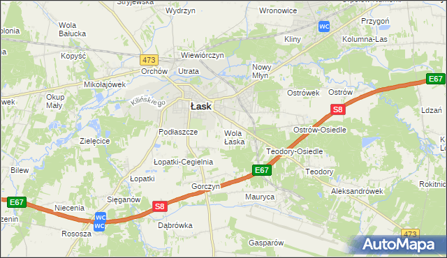 mapa Wola Łaska, Wola Łaska na mapie Targeo