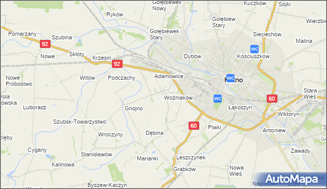 mapa Woźniaków, Woźniaków na mapie Targeo