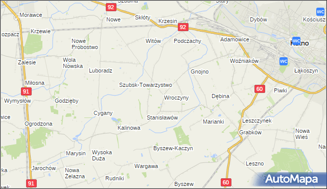 mapa Wroczyny, Wroczyny na mapie Targeo