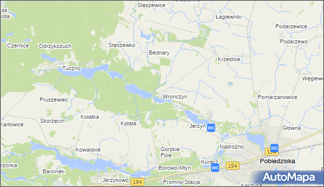 mapa Wronczyn gmina Pobiedziska, Wronczyn gmina Pobiedziska na mapie Targeo