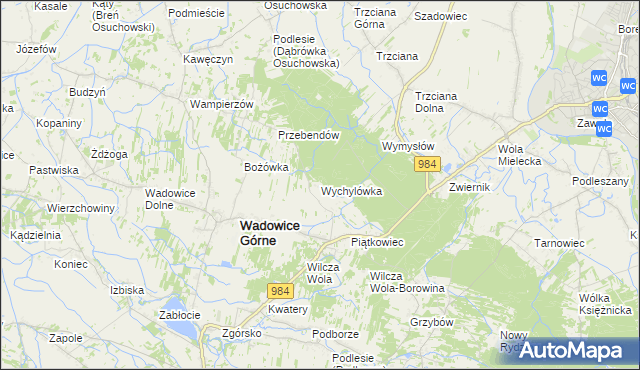 mapa Wychylówka, Wychylówka na mapie Targeo