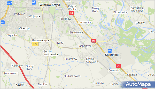 mapa Zacharzyce, Zacharzyce na mapie Targeo