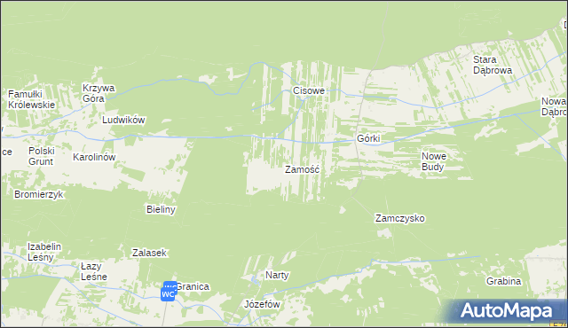 mapa Zamość gmina Leoncin, Zamość gmina Leoncin na mapie Targeo