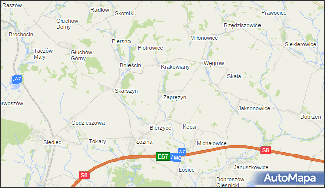 mapa Zaprężyn, Zaprężyn na mapie Targeo
