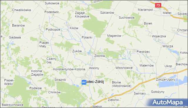 mapa Zborów gmina Solec-Zdrój, Zborów gmina Solec-Zdrój na mapie Targeo