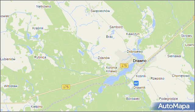 mapa Zdanów gmina Drawno, Zdanów gmina Drawno na mapie Targeo
