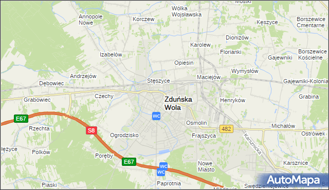 mapa Zduńska Wola, Zduńska Wola na mapie Targeo