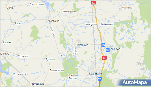 mapa Zielątkowo gmina Suchy Las, Zielątkowo gmina Suchy Las na mapie Targeo