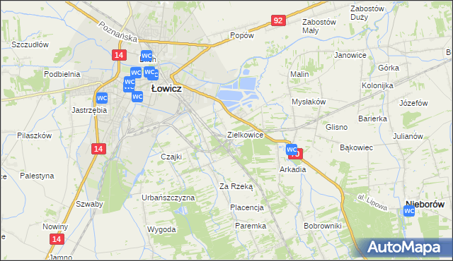 mapa Zielkowice, Zielkowice na mapie Targeo