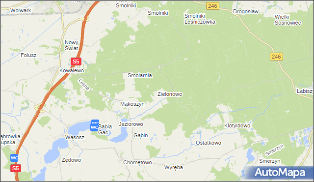 mapa Zielonowo gmina Szubin, Zielonowo gmina Szubin na mapie Targeo