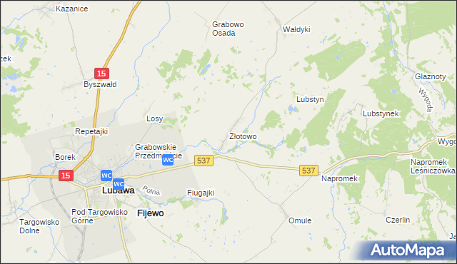 mapa Złotowo gmina Lubawa, Złotowo gmina Lubawa na mapie Targeo